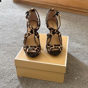 Michael Kors Leopard Print Heels - Black and Brown